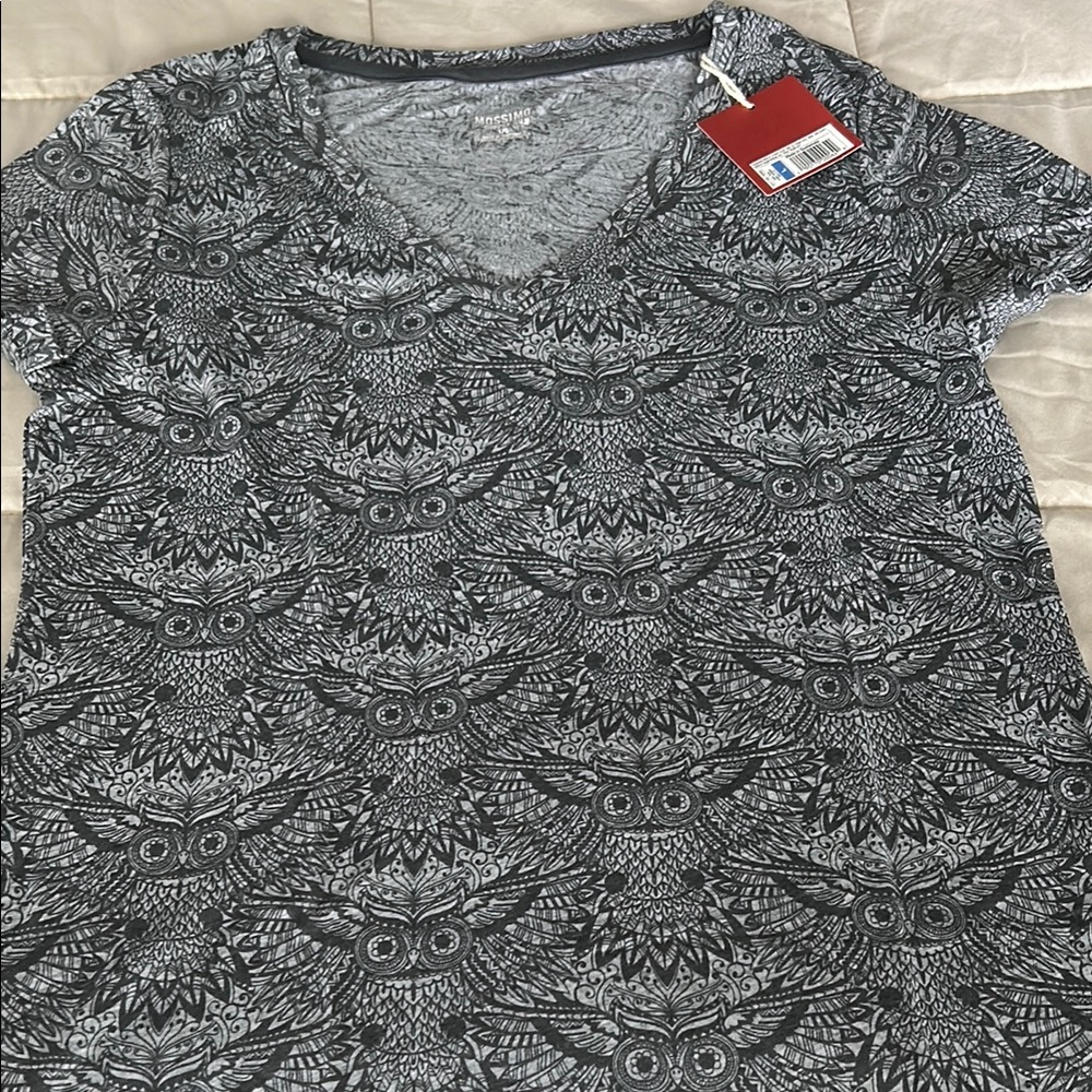Gray Owl Patterned Women's Top